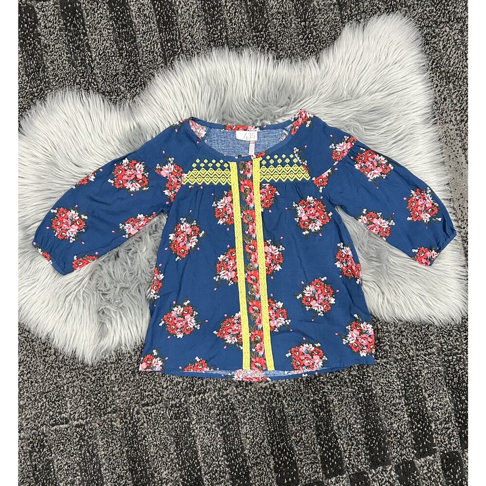 Matilda Jane Girls 435 Brand Blue Floral Tunic Top Size 10‎